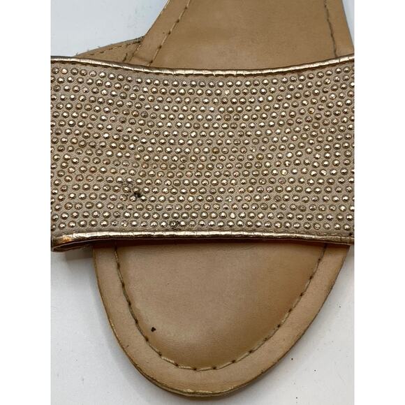 MERONA Women's Beige Studded Flat Open Almond-Toe Slide Sandals SZ 9 - Picture 2 of 9